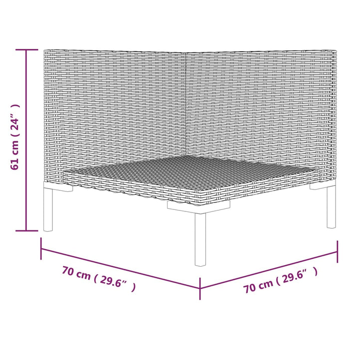 Divano da Giardino con Cuscini in Polyrattan Mezzo Tondo 318601