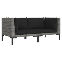 Divani da Giardino 2pz con Cuscini in Polyrattan Mezzo Tondo 318604