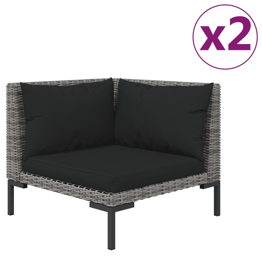 Divani da Giardino 2pz con Cuscini in Polyrattan Mezzo Tondo 318604