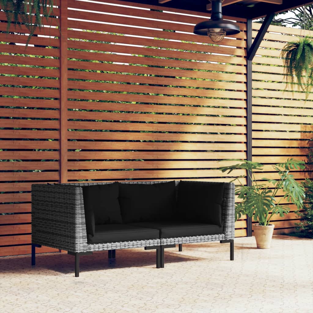 Divani da Giardino 2pz con Cuscini in Polyrattan Mezzo Tondo 318604