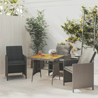 Tavolo Giardino Grigio 70x70x72 cm Polyrattan e Massello Acacia