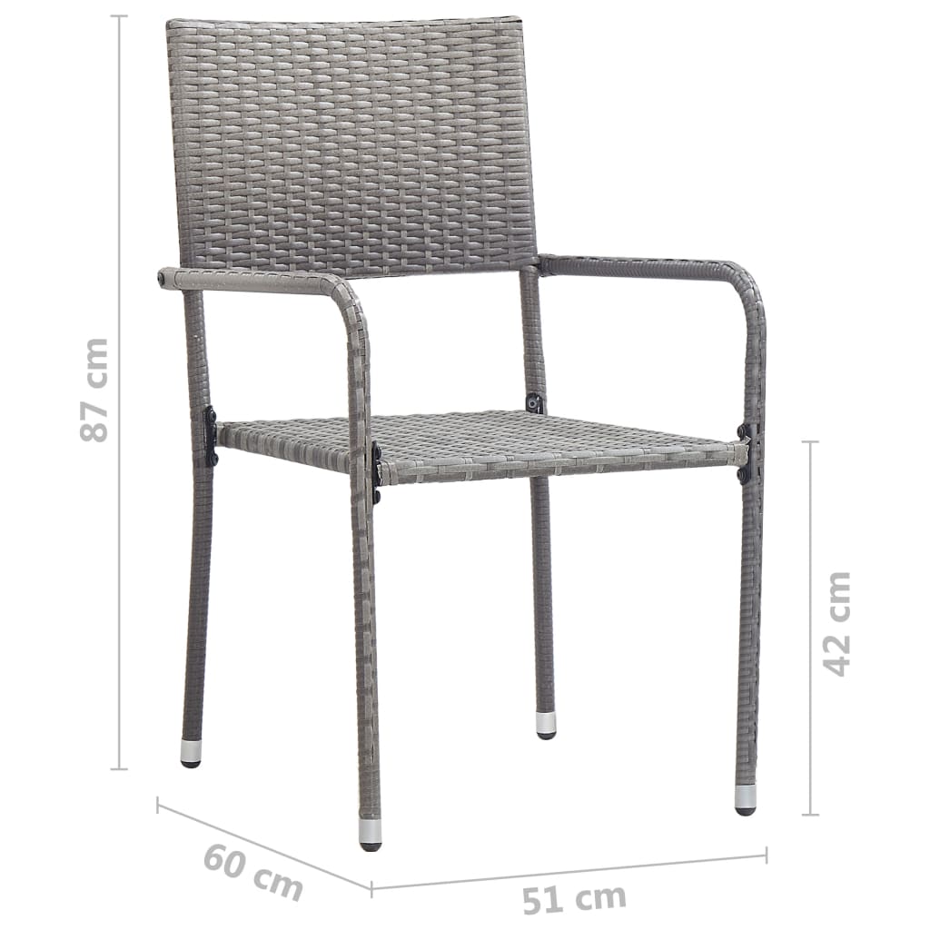 Sedie da Pranzo da Giardino 4pz Impilabili Grigie in Polyrattan 318701