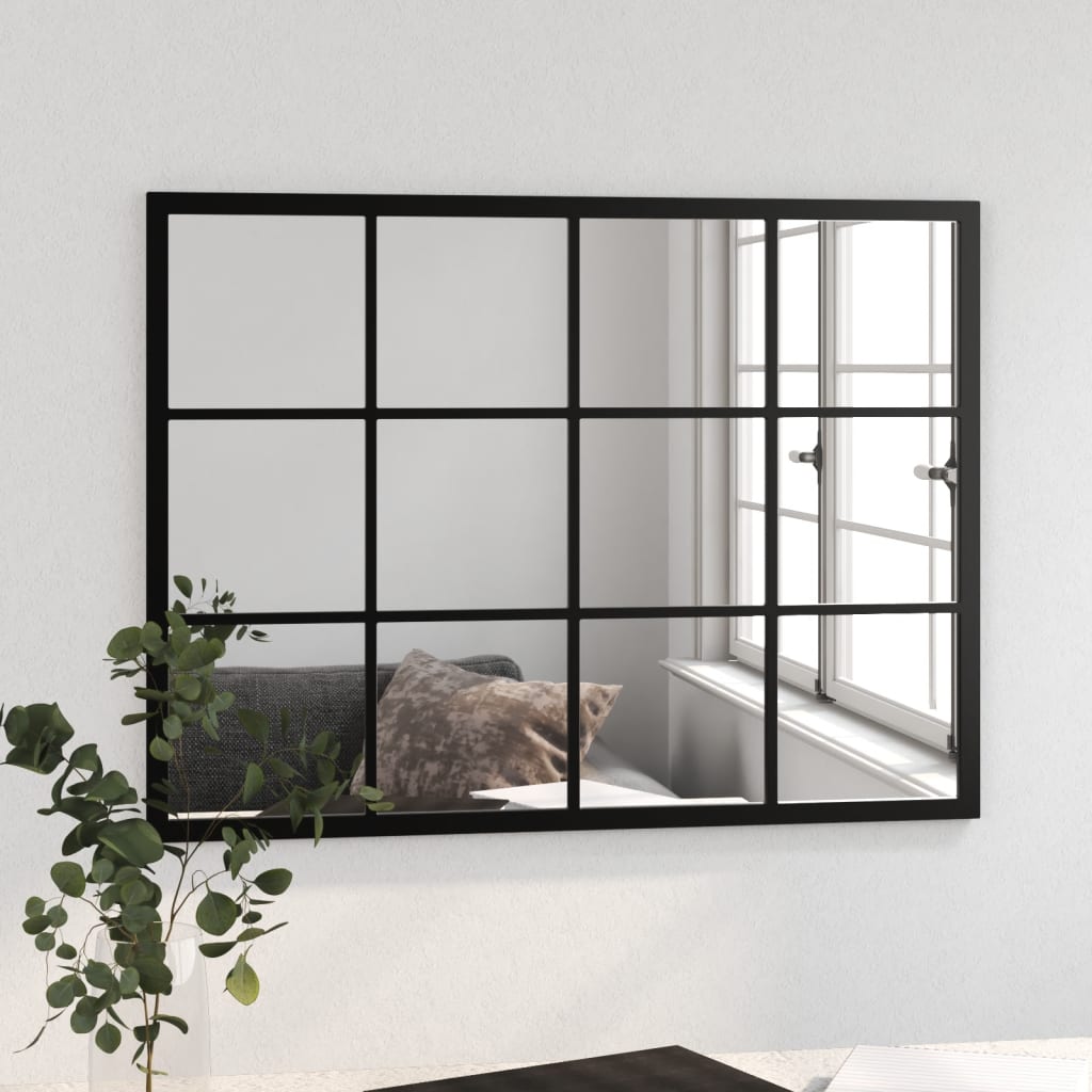 Specchio da Parete Nero 80x60 cm Metallo cod mxl 53362