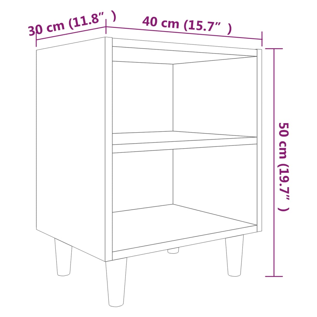 Comodino con Gambe in Legno Massello Rovere Fumo 40x35x50cm cod mxl 46066