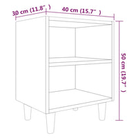 Comodino con Gambe in Legno Massello Rovere Fumo 40x35x50cm cod mxl 46066