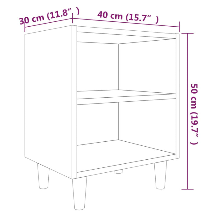 Comodino con Gambe in Legno Massello Rovere Fumo 40x35x50cm cod mxl 46066