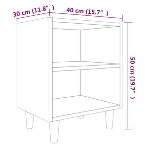 Comodino con Gambe in Legno Massello Rovere Fumo 40x35x50cm 813098