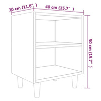 Comodini Gambe in Legno Massello 2 pz Rovere Marrone 40x30x50cm 813103