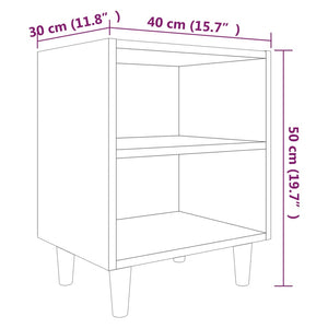 Comodini Gambe in Legno Massello 2 pz Rovere Marrone 40x30x50cm 813103