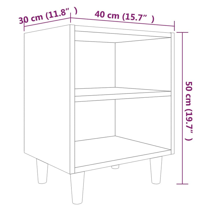 Comodini Gambe in Legno Massello 2 pz Rovere Marrone 40x30x50cm 813103