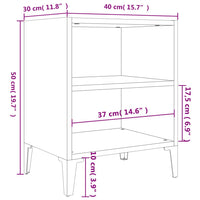 Comodino con Gambe in Metallo Rovere Fumo 40x30x50 cm 813104