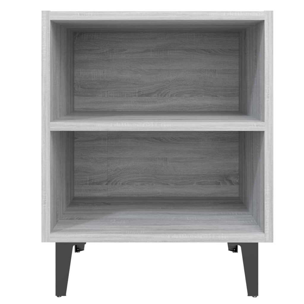 Comodini Gambe in Metallo 2 pz Grigio Sonoma 40x30x50 cm 813107