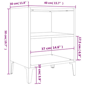 Comodini con Gambe in Metallo 2 pz Rovere Marrone 40x30x50 cm 813109