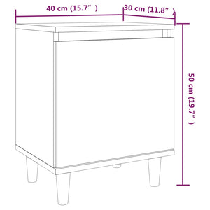 Comodino con Gambe in Legno Massello Rovere Fumo 40x35x50 cm 813110