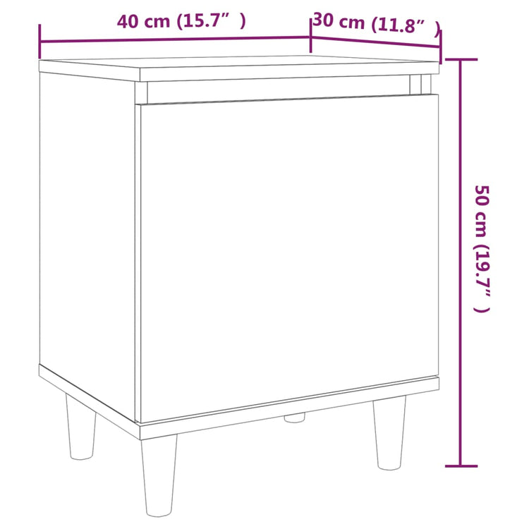 Comodini con Gambe in Legno Massello 2pz Rovere Fumo 40x30x50cm cod mxl 46680