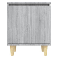 Comodino con Gambe in Legno Massello Grigio Sonoma 40x30x50 cm cod mxl 31043