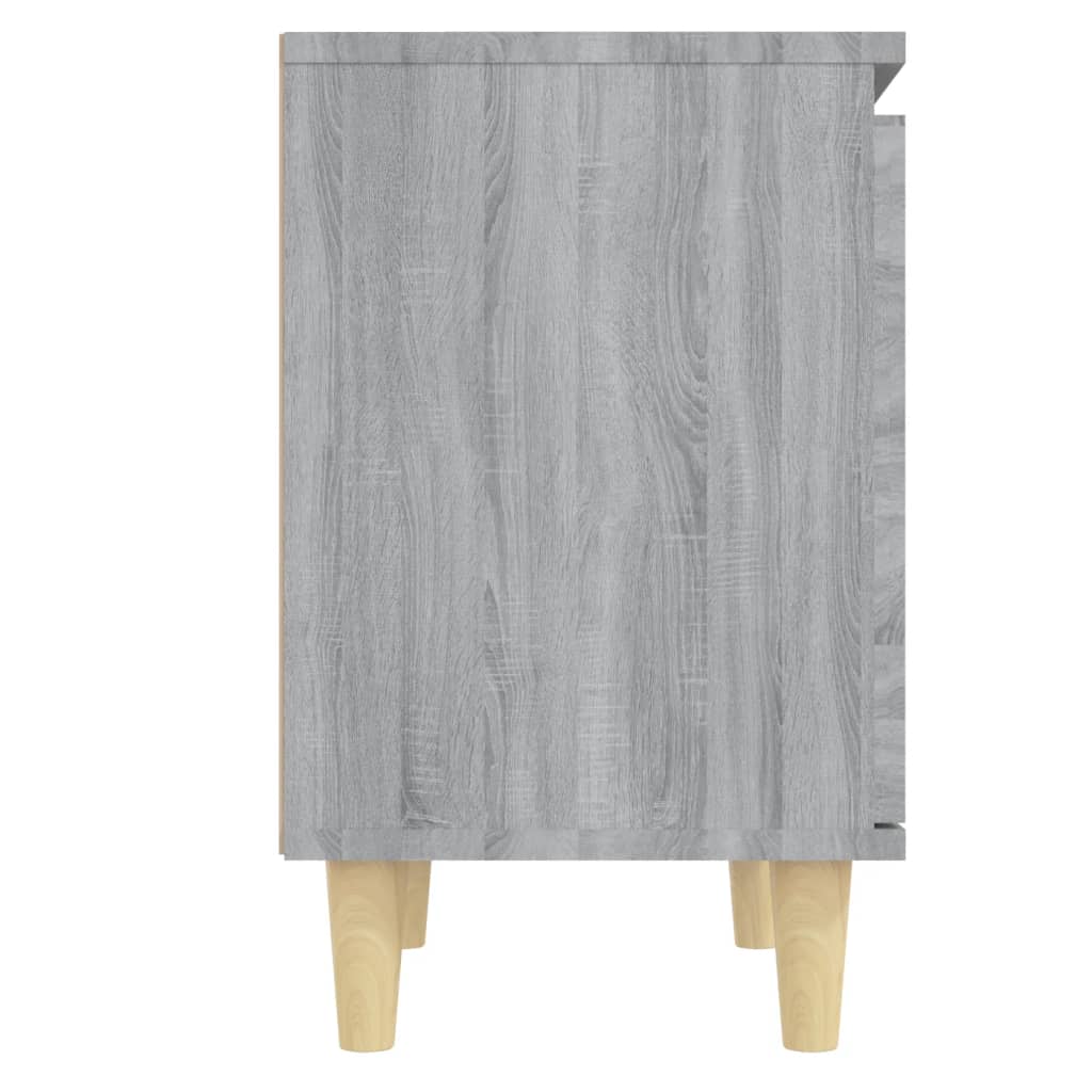 Comodino con Gambe in Legno Massello Grigio Sonoma 40x30x50 cm cod mxl 31043