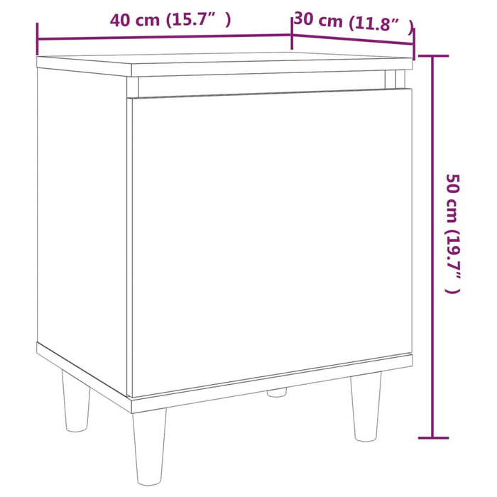 Comodino con Gambe in Legno Massello Grigio Sonoma 40x30x50 cm cod mxl 31043