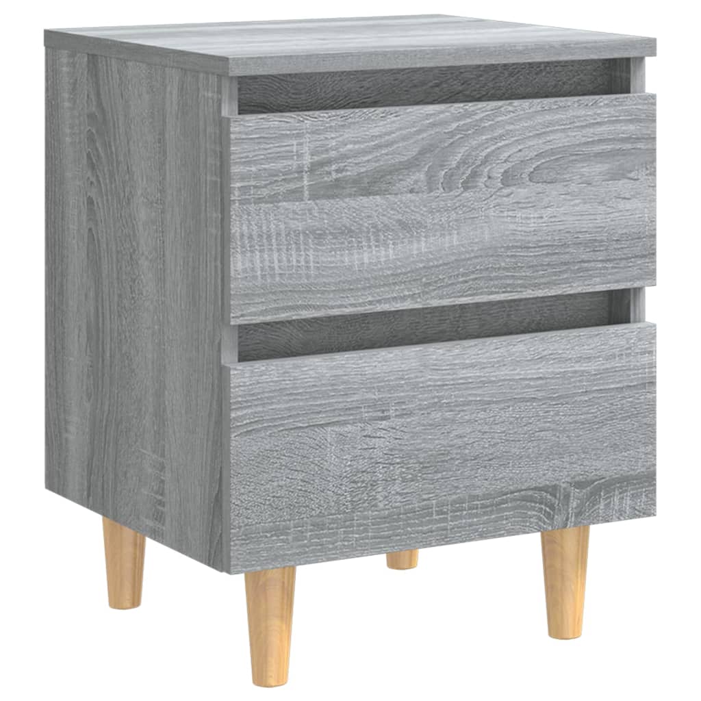 Comodini Gambe in Legno Massello 2 pz Grigio Sonoma 40x30x50 cm cod mxl 51889