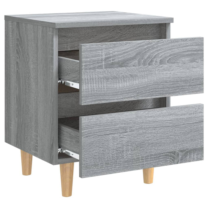 Comodini Gambe in Legno Massello 2 pz Grigio Sonoma 40x30x50 cm cod mxl 51889