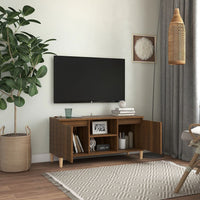 Mobile TV Gambe in Legno Marrone Rovere 103,5x35x50 cm 813160