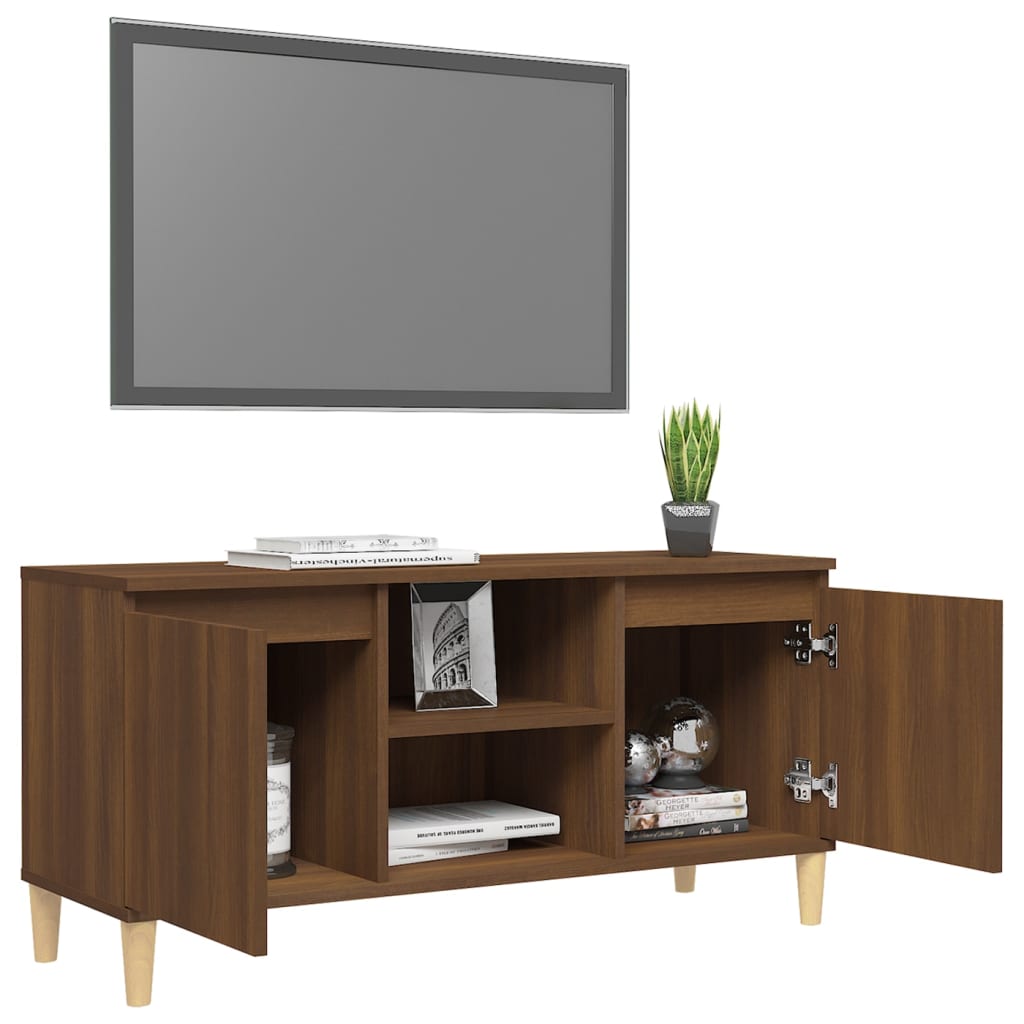 Mobile TV Gambe in Legno Marrone Rovere 103,5x35x50 cm 813160