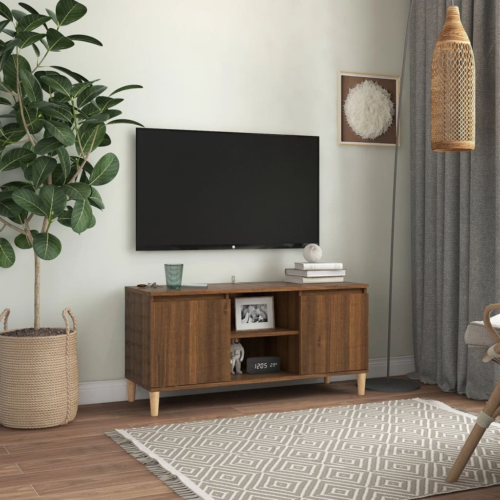 Mobile TV Gambe in Legno Marrone Rovere 103,5x35x50 cm 813160