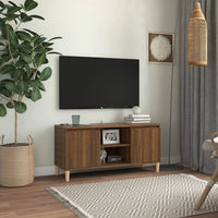 Mobile TV Gambe in Legno Marrone Rovere 103,5x35x50 cm 813160