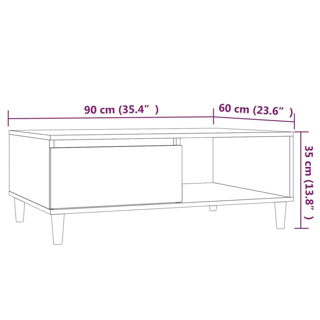 Tavolino da Salotto Grigio Sonoma 90x60x35 cm in Truciolato cod mxl 7637