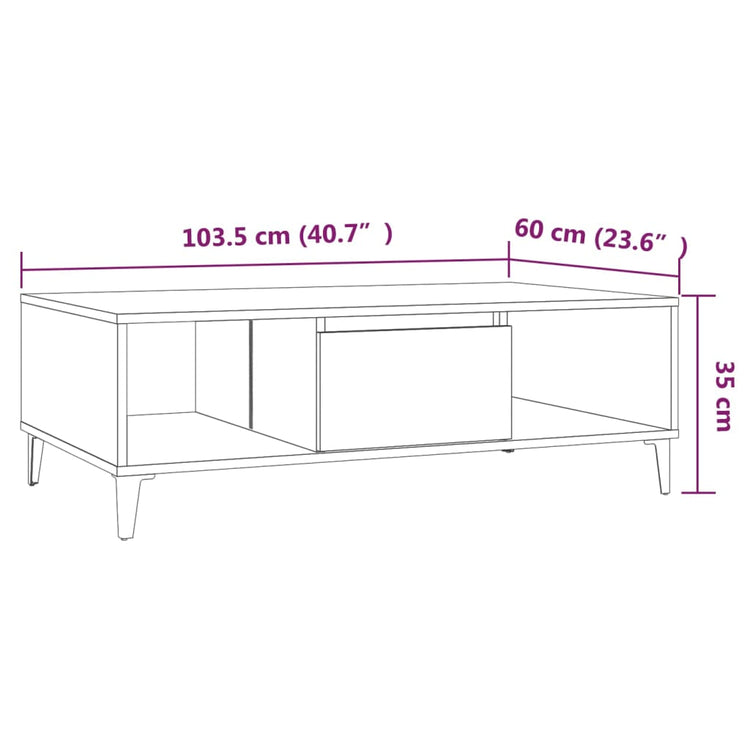 Tavolino da Salotto Rovere Fumo 103,5x60x35cm in Truciolato