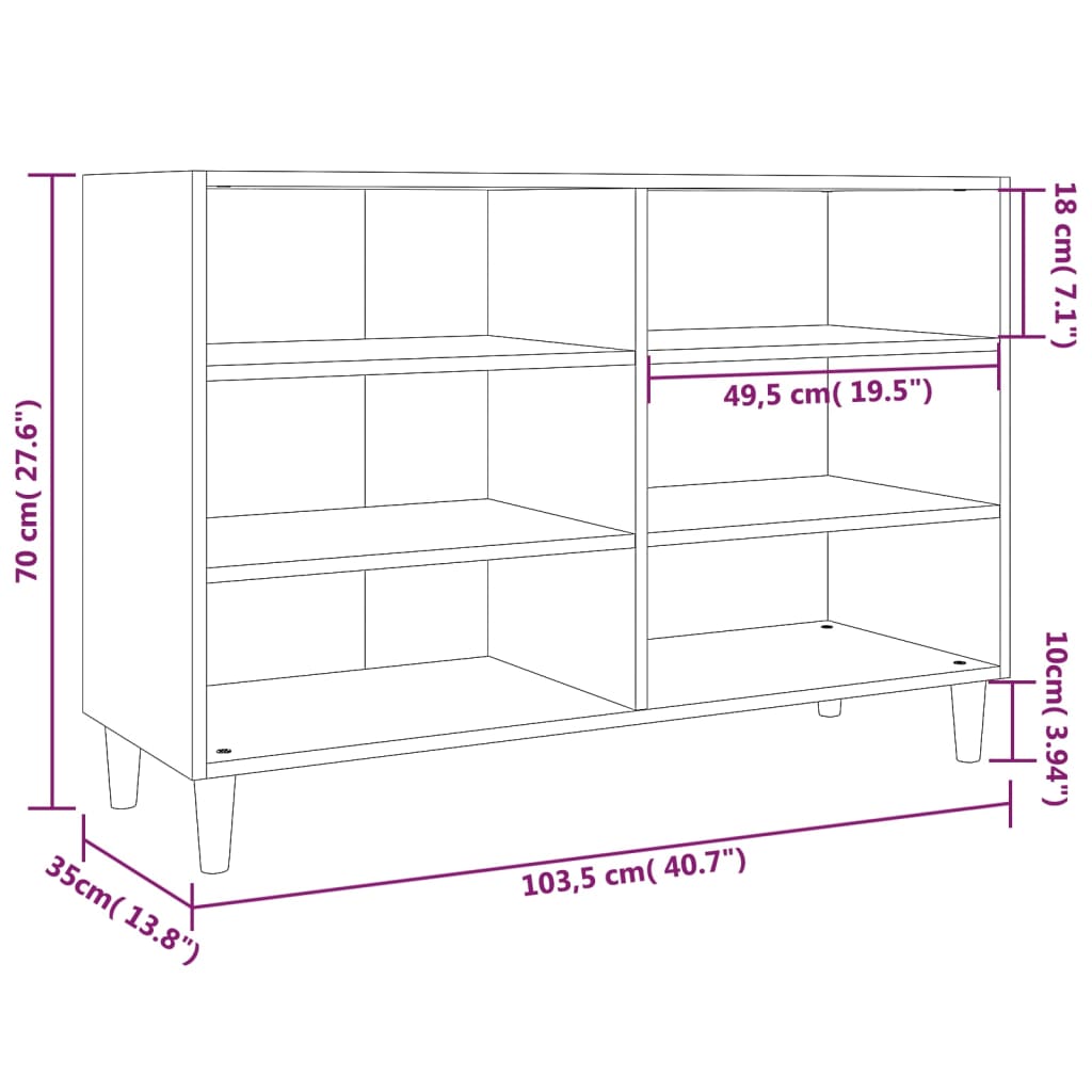 Credenza Rovere Fumo 103,5x35x70 cm in Legno Multistrato cod mxl 7312