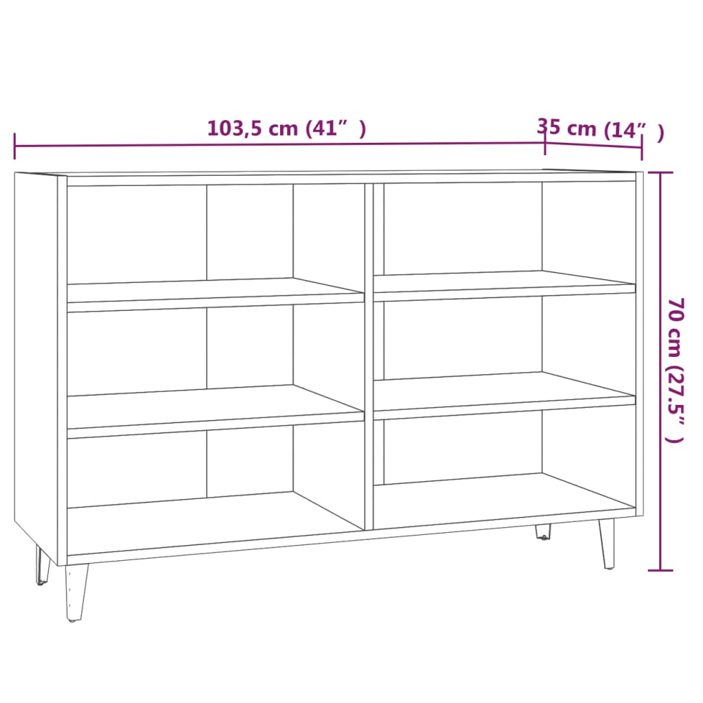 Credenza Rovere Fumo 103,5x35x70 cm in Truciolato