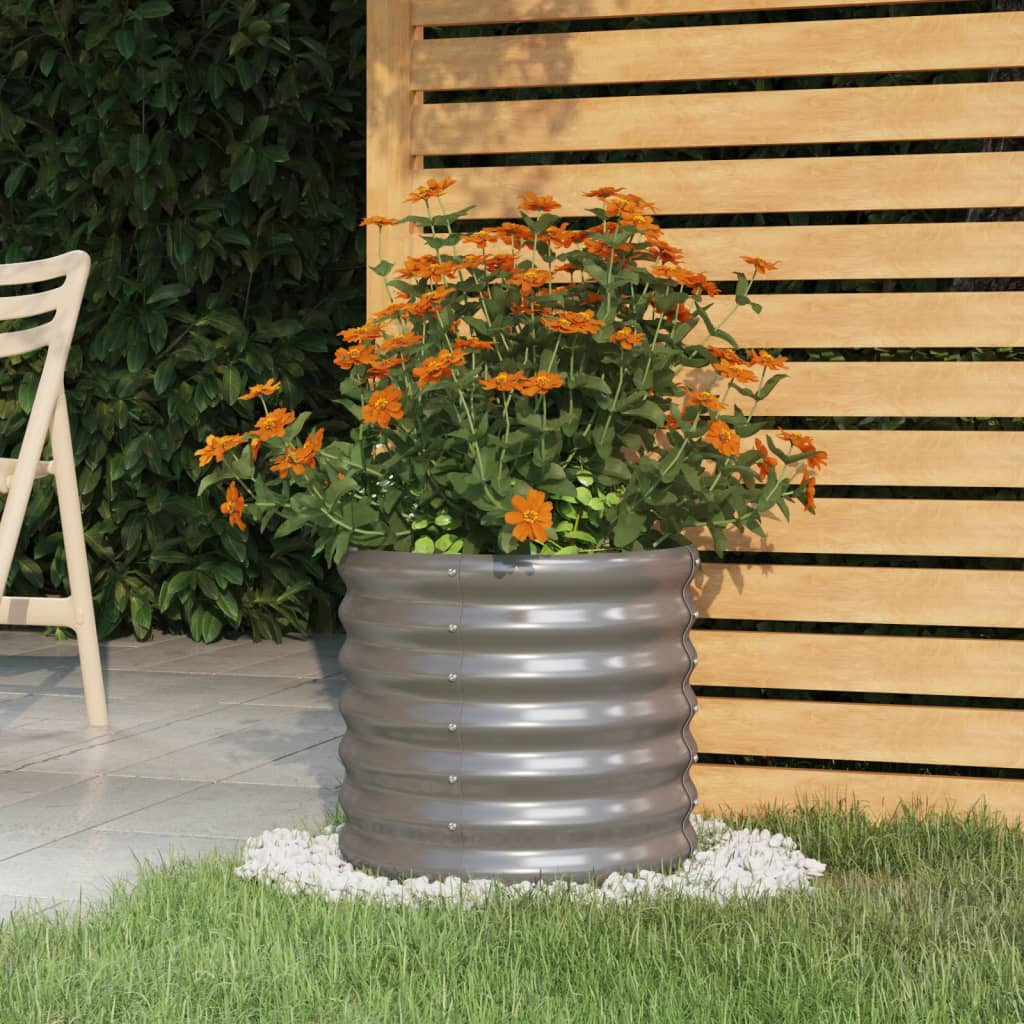 Vaso da Giardino Acciaio Verniciato a Polvere 40x40x36cm Grigio 318844