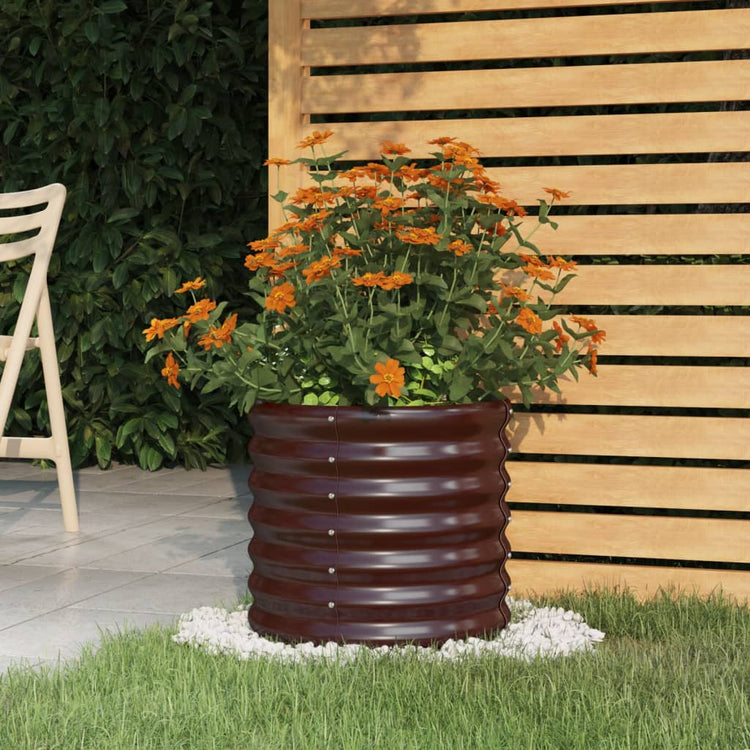 Vaso Giardino Acciaio Verniciato a Polvere 40x40x36 cm Marrone 318845