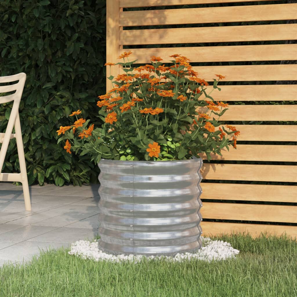 Vaso Giardino Acciaio Verniciato a Polvere 40x40x36 cm Argento 318847