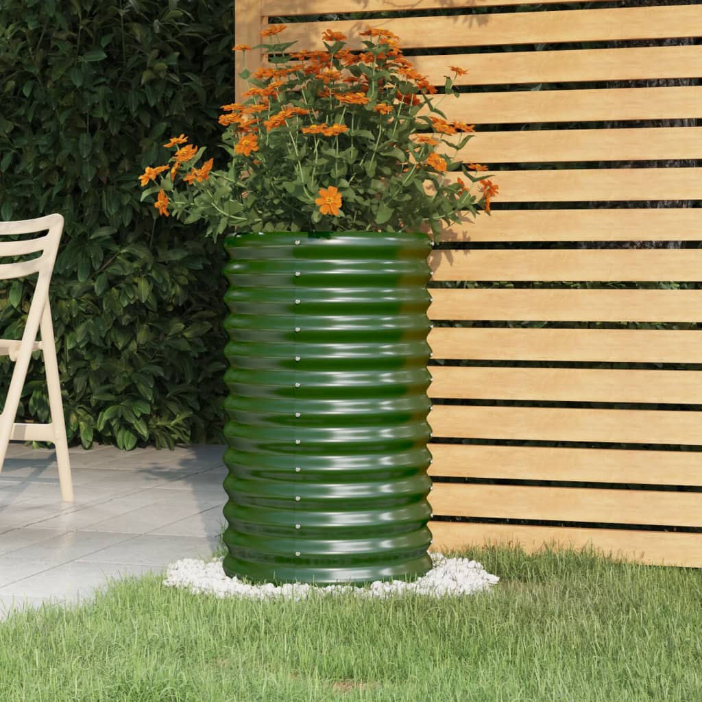 Vaso da Giardino Acciaio Verniciato a Polvere 40x40x68 cm Verde 318848