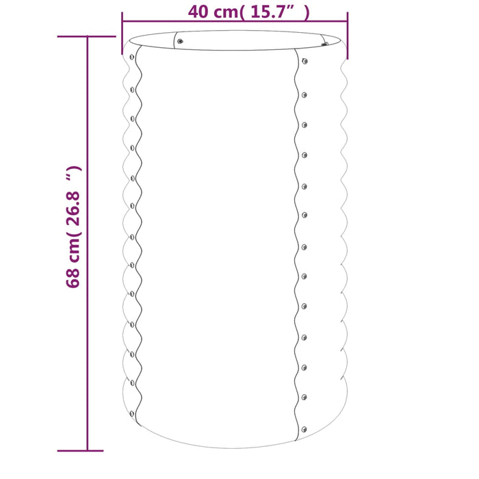 Vaso Giardino Acciaio Verniciato a Polvere 40x40x68 cm Marrone 318850