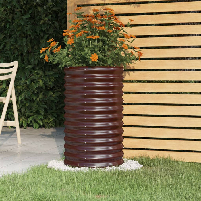 Vaso Giardino Acciaio Verniciato a Polvere 40x40x68 cm Marrone