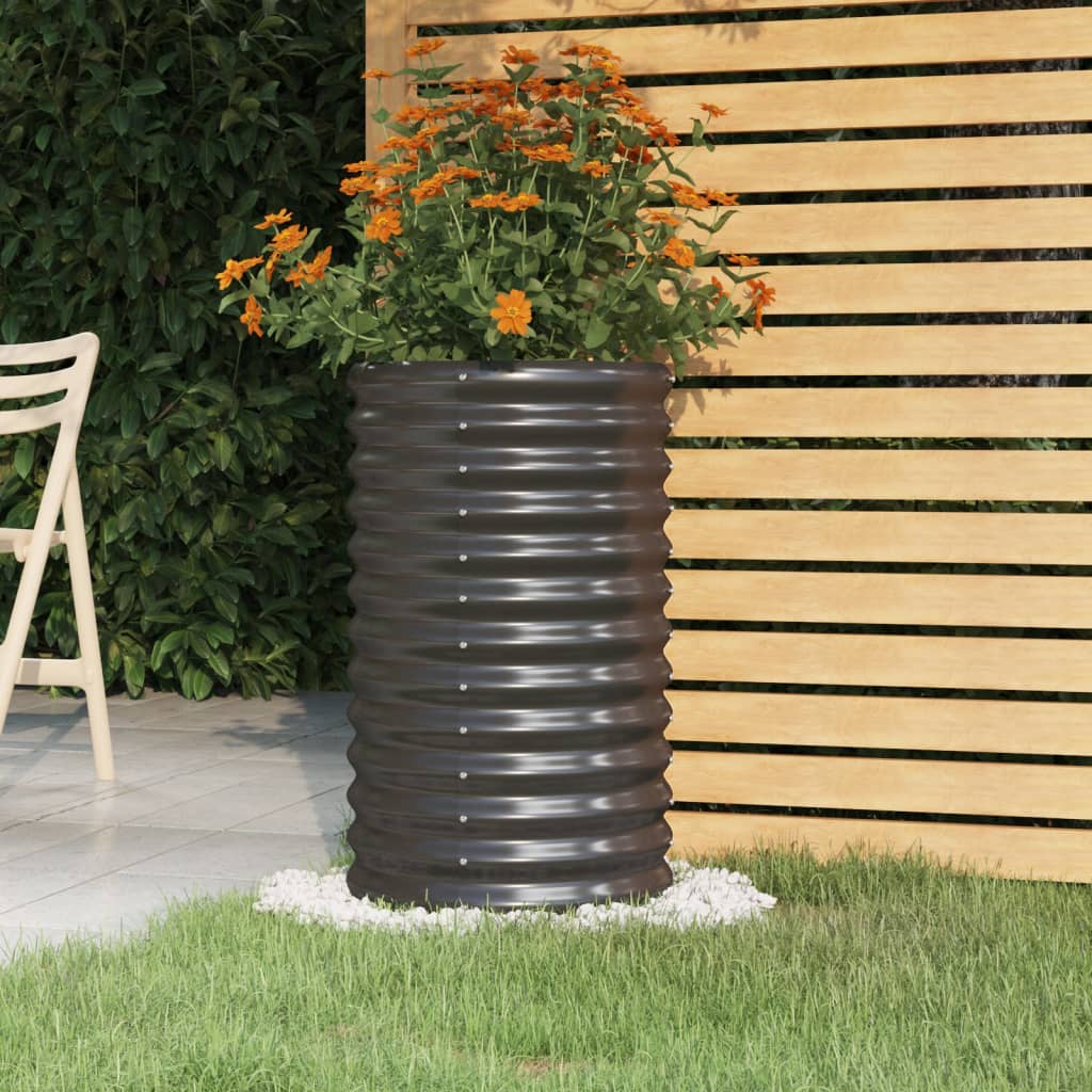 Vaso Giardino Acciaio Verniciato Polvere 40x40x68 cm Antracite 318851