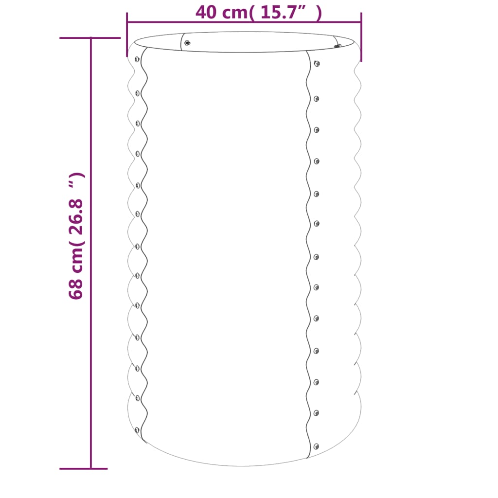 Vaso Giardino Acciaio Verniciato a Polvere 40x40x68 cm Argento 318852