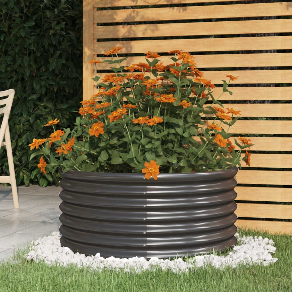 Vaso Giardino Acciaio Verniciato a Polvere 80x80x36cm Antracite cod mxl 67264