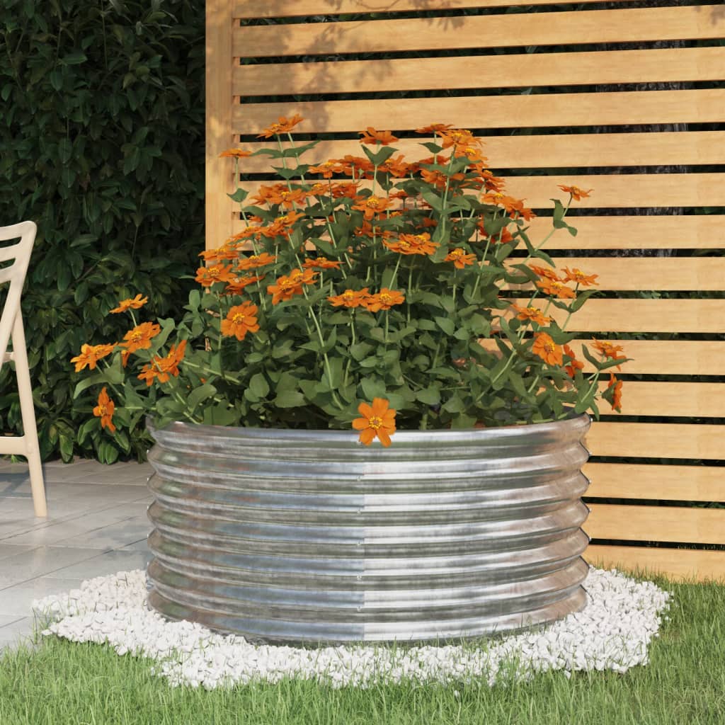 Vaso Giardino Acciaio Verniciato a Polvere 80x80x36 cm Argento 318857