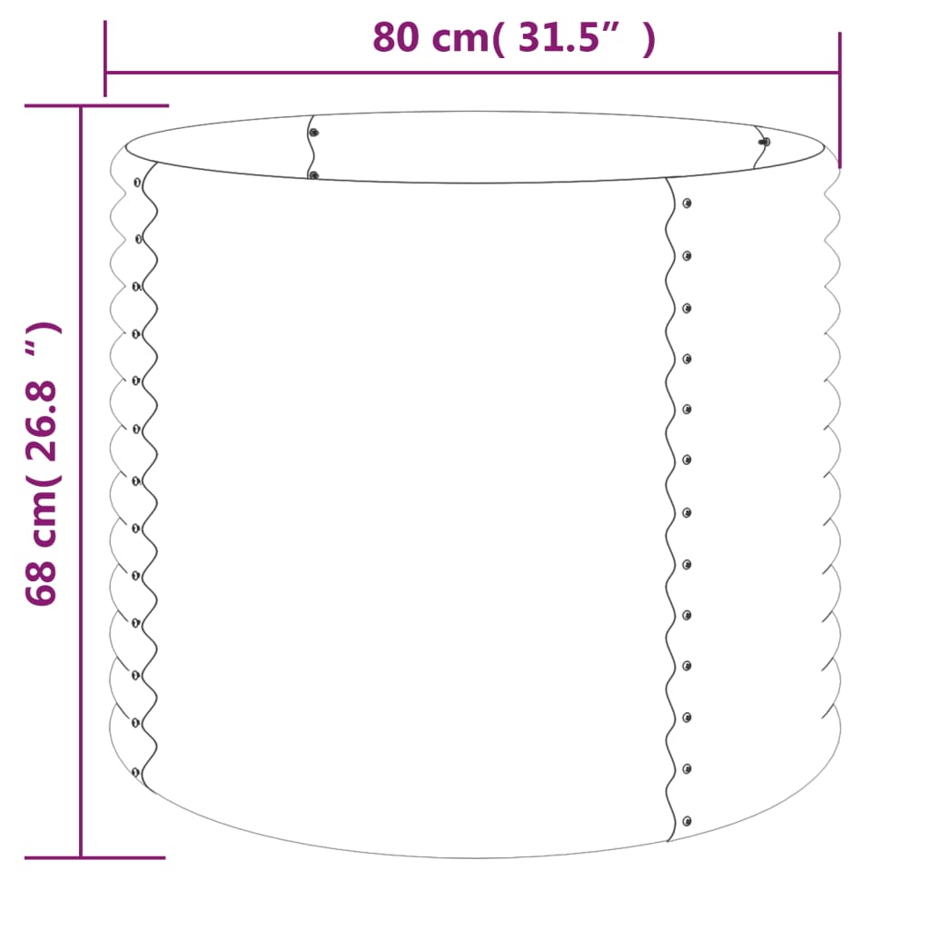 Vaso Giardino Acciaio Verniciato a Polvere 80x80x68 cm Marrone