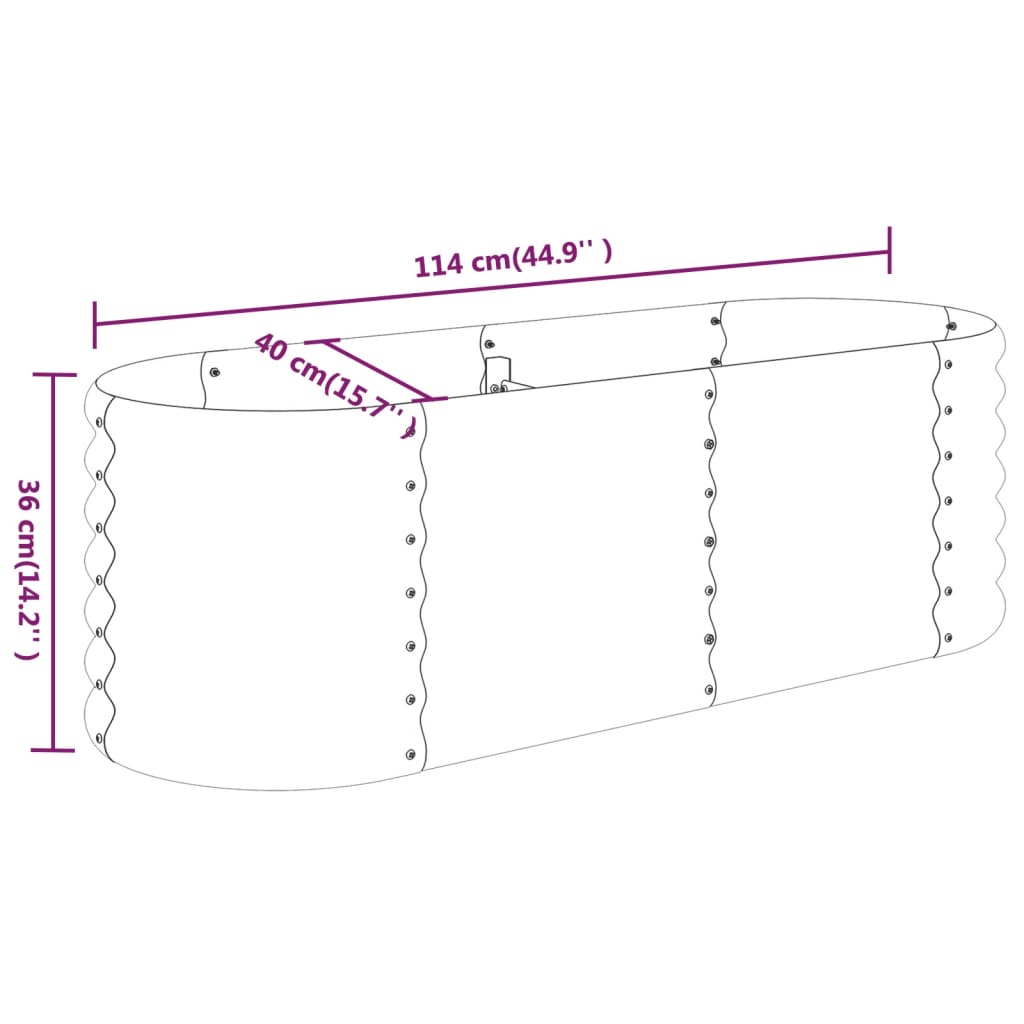 Vaso da Giardino Acciaio Verniciato a Polvere 114x40x36cm Verde cod mxl 47064