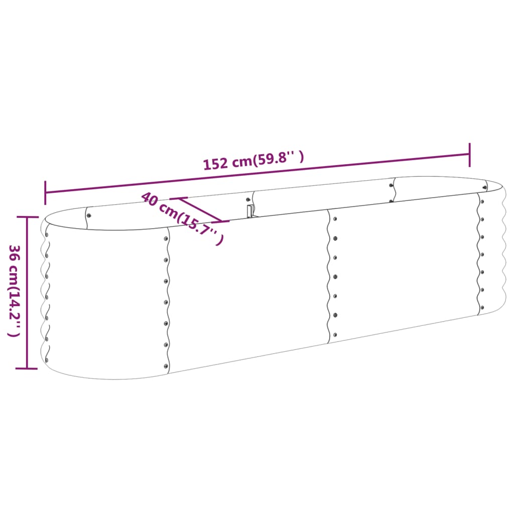 Vaso da Giardino Acciaio Verniciato a Polvere 152x40x36cm Verde cod mxl 67209