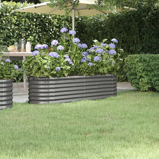 Vaso da Giardino Acciaio Verniciato Polvere 152x40x36 cm Grigio cod mxl 67415