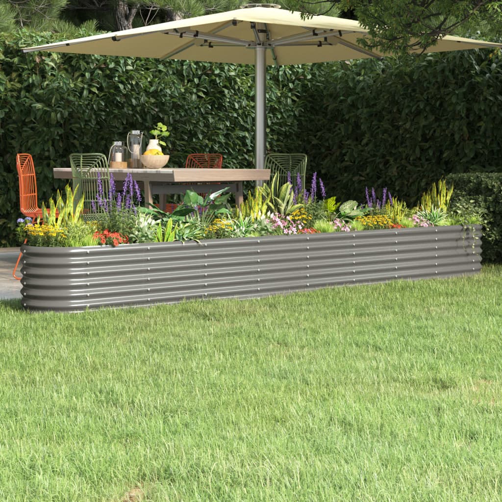 Vaso Giardino Acciaio Verniciato a Polvere 332x40x36 cm Grigio cod mxl 67158