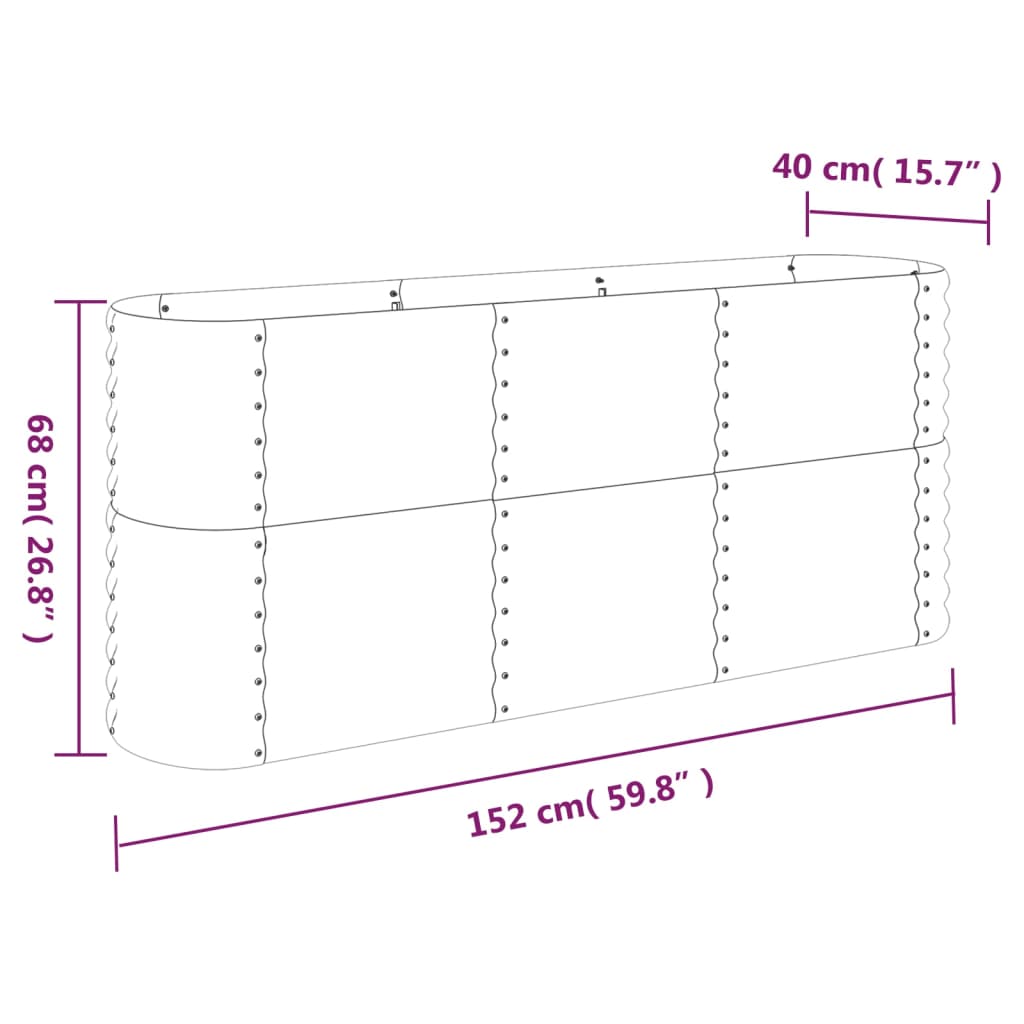 Vaso da Giardino Acciaio Verniciato a Polvere 152x40x68cm Verde cod mxl 67246