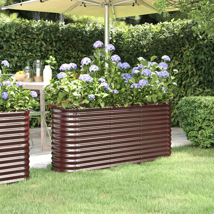 Vaso Giardino Acciaio Verniciato a Polvere 152x40x68 cm Marrone