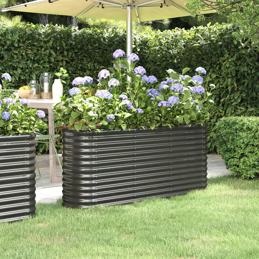 Vaso Giardino Acciaio Verniciato Polvere 152x40x68 cm Antracite cod mxl 67363